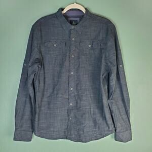Prana Men's Gray Button Up Long Sleeve Shirt Top Size Medium